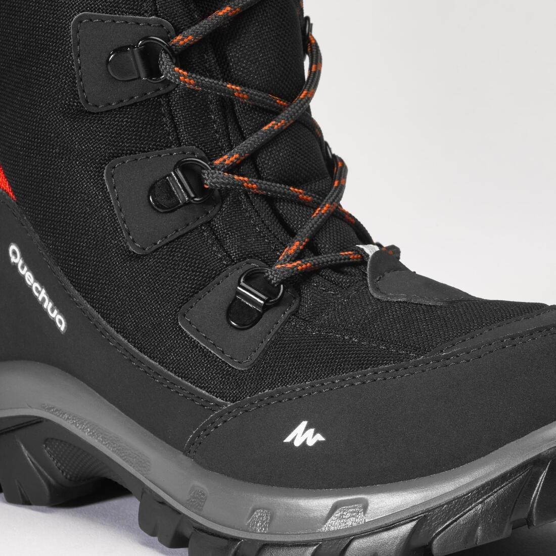 Kids Warm Waterproof Hiking Boots - Sh500 Warm High Laces, Black, , large image number 5