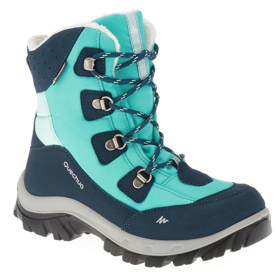 Kids Warm Waterproof Hiking Boots - Sh500 Warm High Laces, Black, , large image number 10