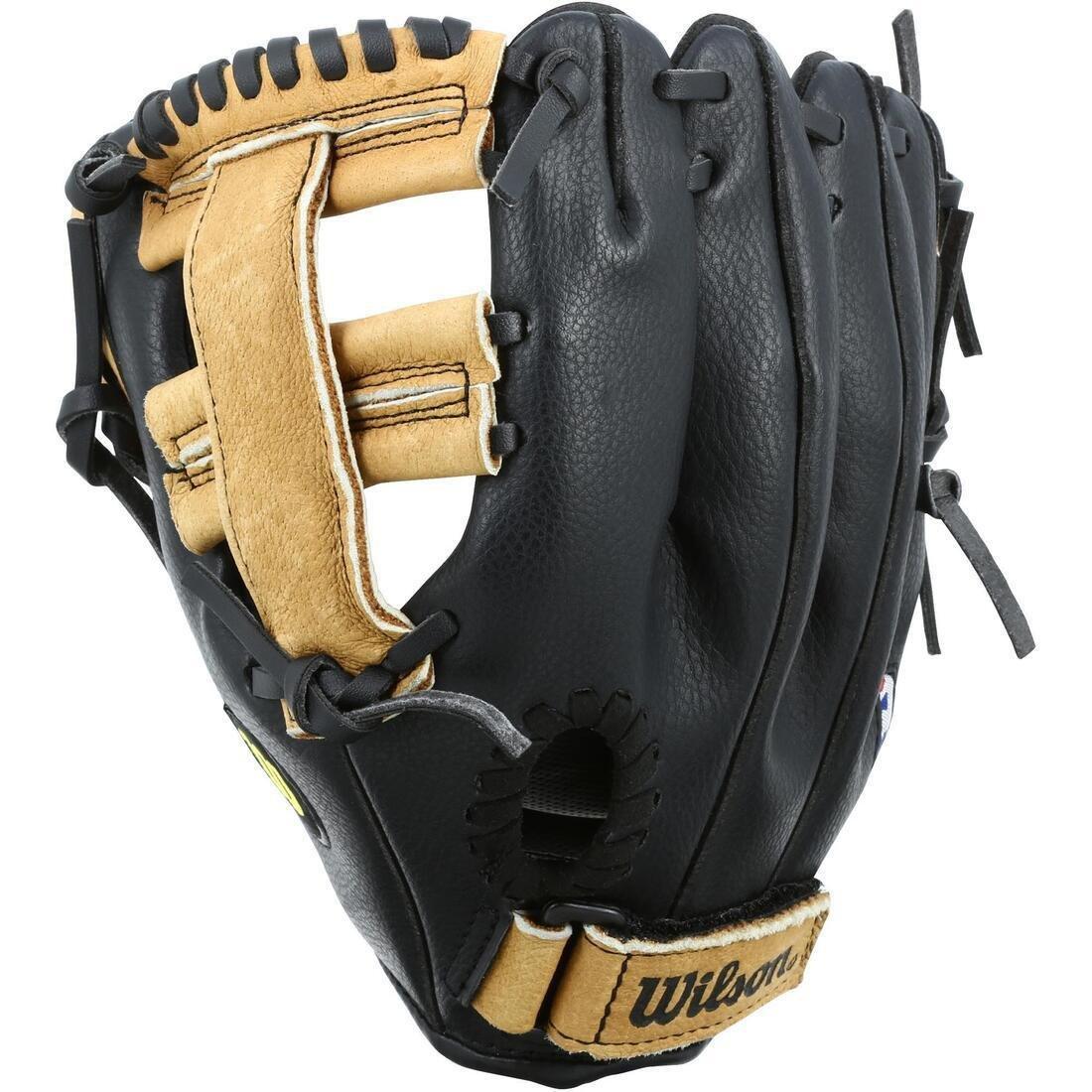 Kids 9-Inch Right-Hand Baseball Glove, Brown, No Color, large image number 1