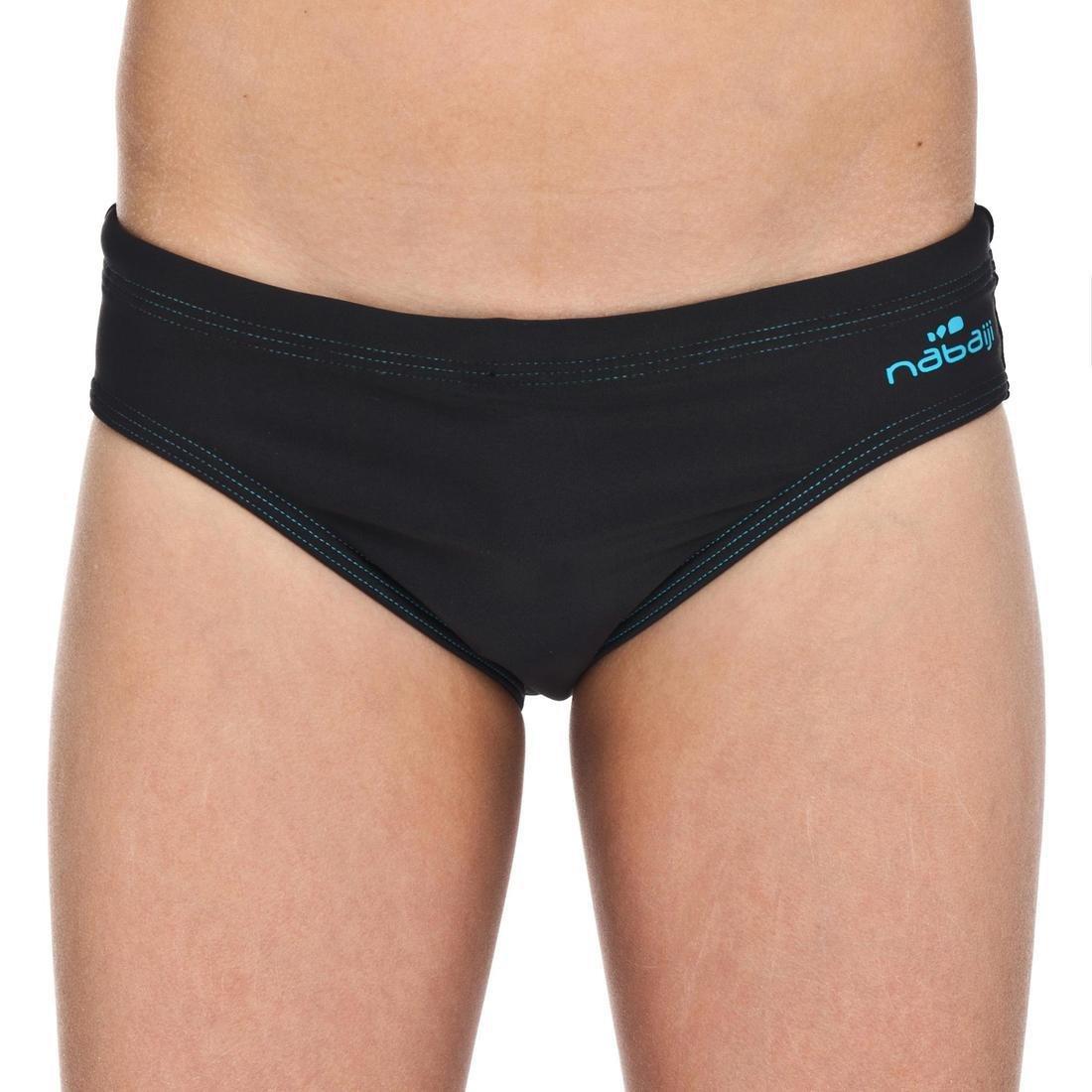 BLACK BOYS' SWIMMING TRUNKS 100 BASIC - BLACK, No Color, large image number 1