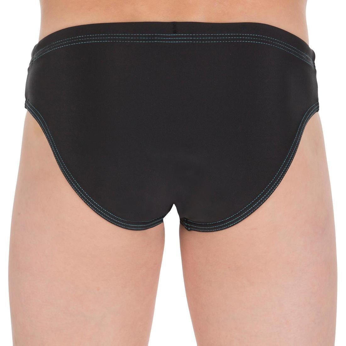 BLACK BOYS' SWIMMING TRUNKS 100 BASIC - BLACK, No Color, large image number 2