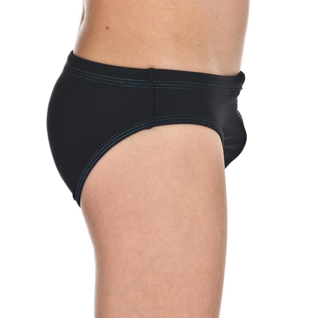 BLACK BOYS' SWIMMING TRUNKS 100 BASIC - BLACK, No Color, large image number 3
