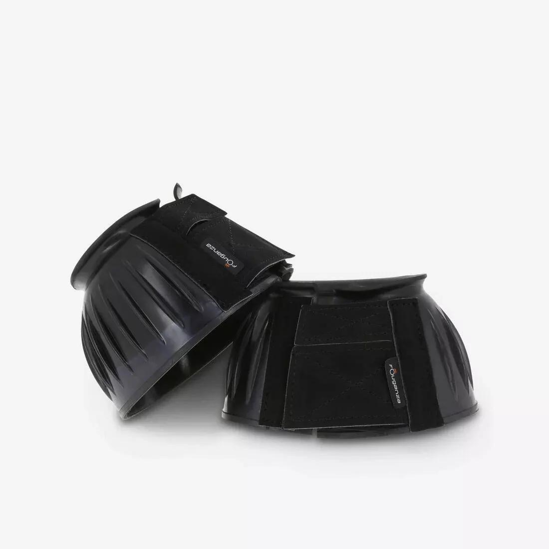 Horse Riding Rubber Overreach Boots For Horse And Pony - 100 Twin-Pack, Black, , large image number 0