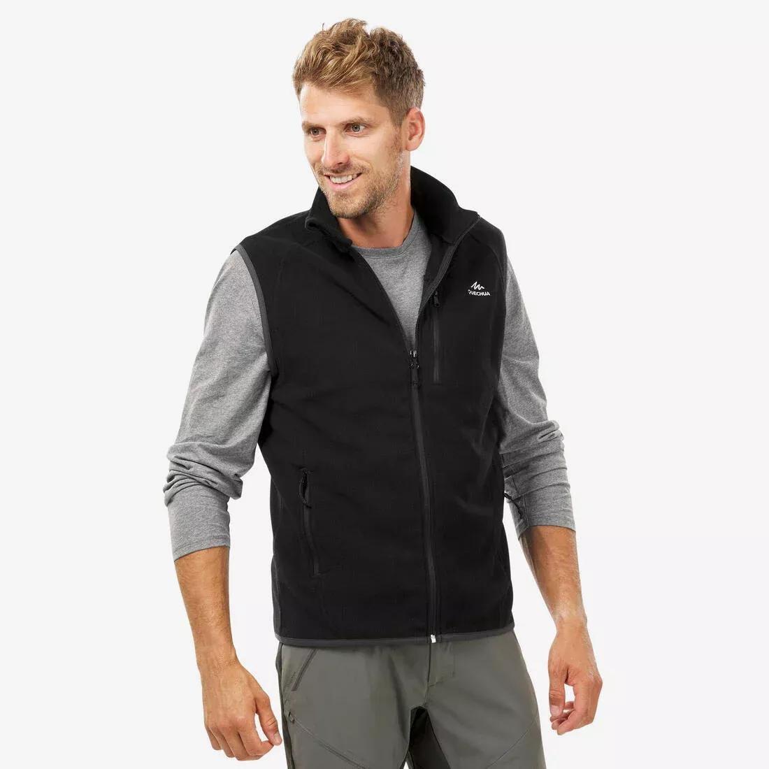 Men's Hiking Fleece Sleeveless Jacket Mh120, Black, , large image number 0