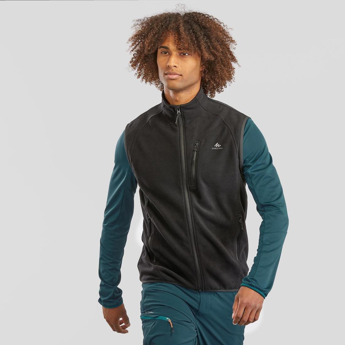 Men's Hiking Fleece Sleeveless Jacket Mh120, Black, , large image number 1