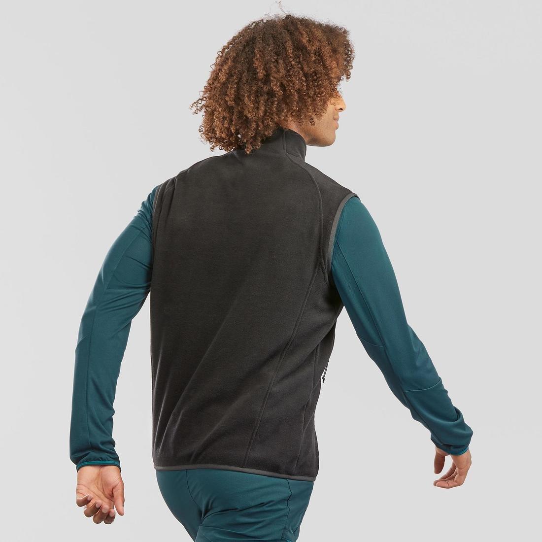 Men's Hiking Fleece Sleeveless Jacket Mh120, Black, , large image number 2
