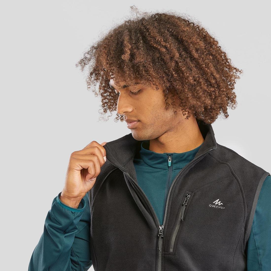 Men's Hiking Fleece Sleeveless Jacket Mh120, Black, , large image number 5