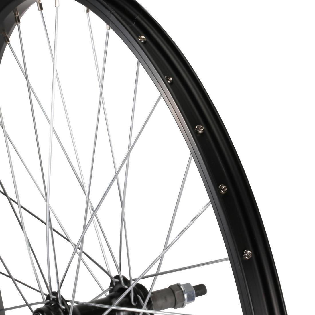 Kids Wheel 24 Rear Single Wall Rim Freewheel With Locknut, Black, No Color, large image number 6