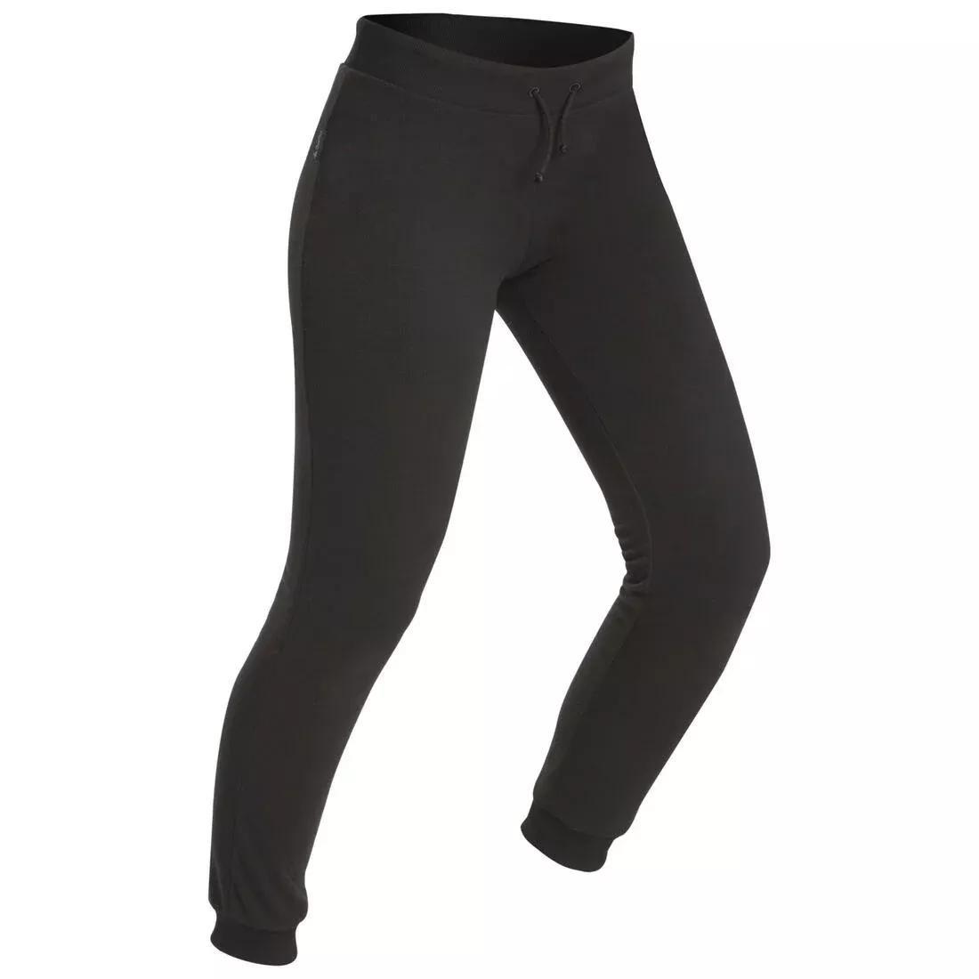 Women's Mountain Trekking Fleece Tights - Trek 100, Black, No Color, large image number 0