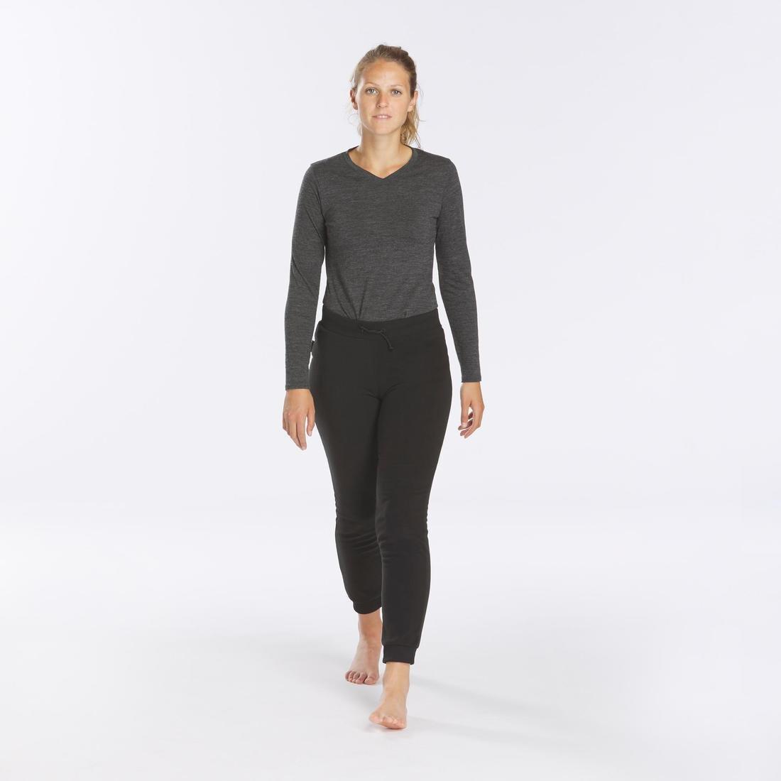 Women's Mountain Trekking Fleece Tights - Trek 100, Black, , large image number 2