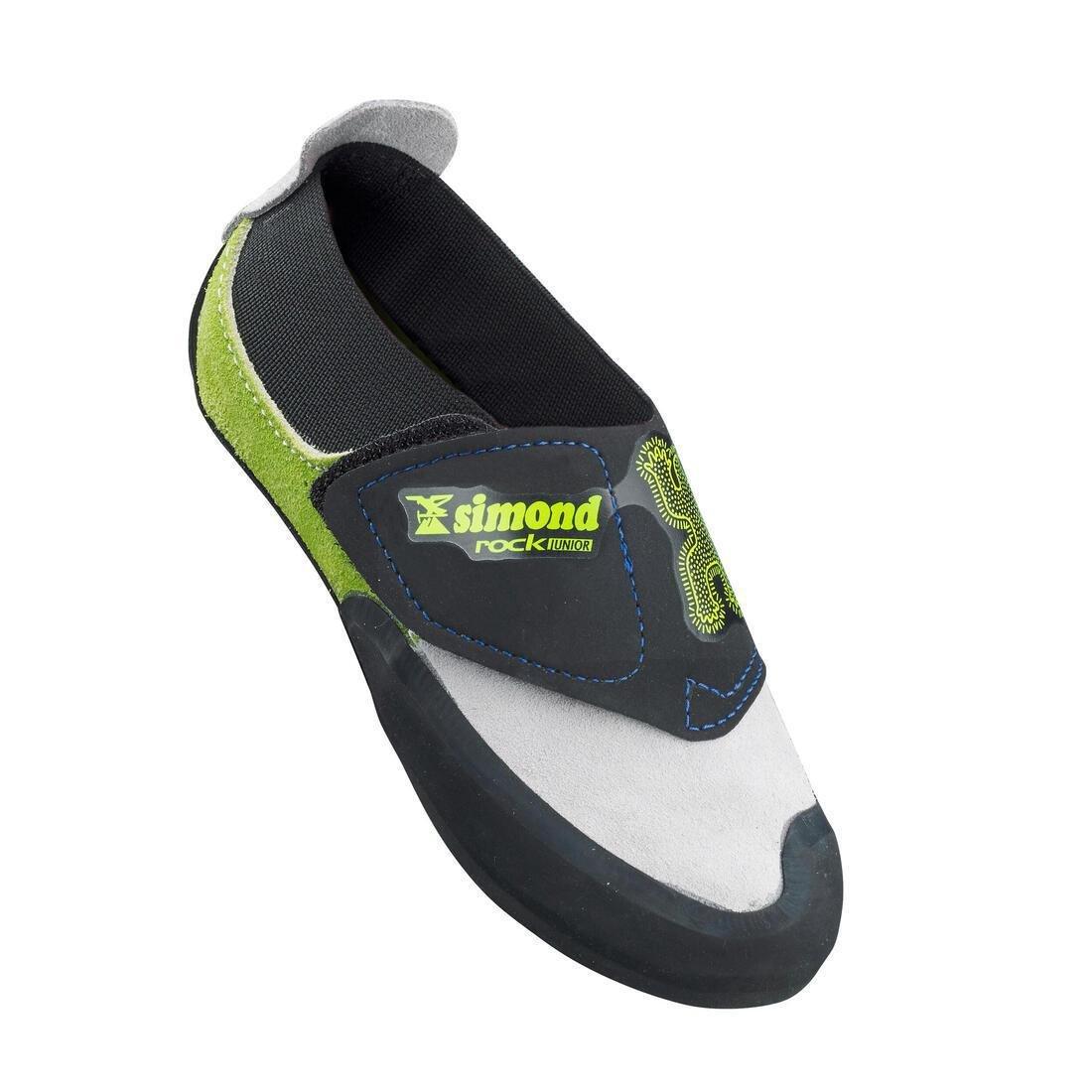 ACID GREEN KID'S ROCK CLIMBING SHOES GREY GREEN, No Color, medium