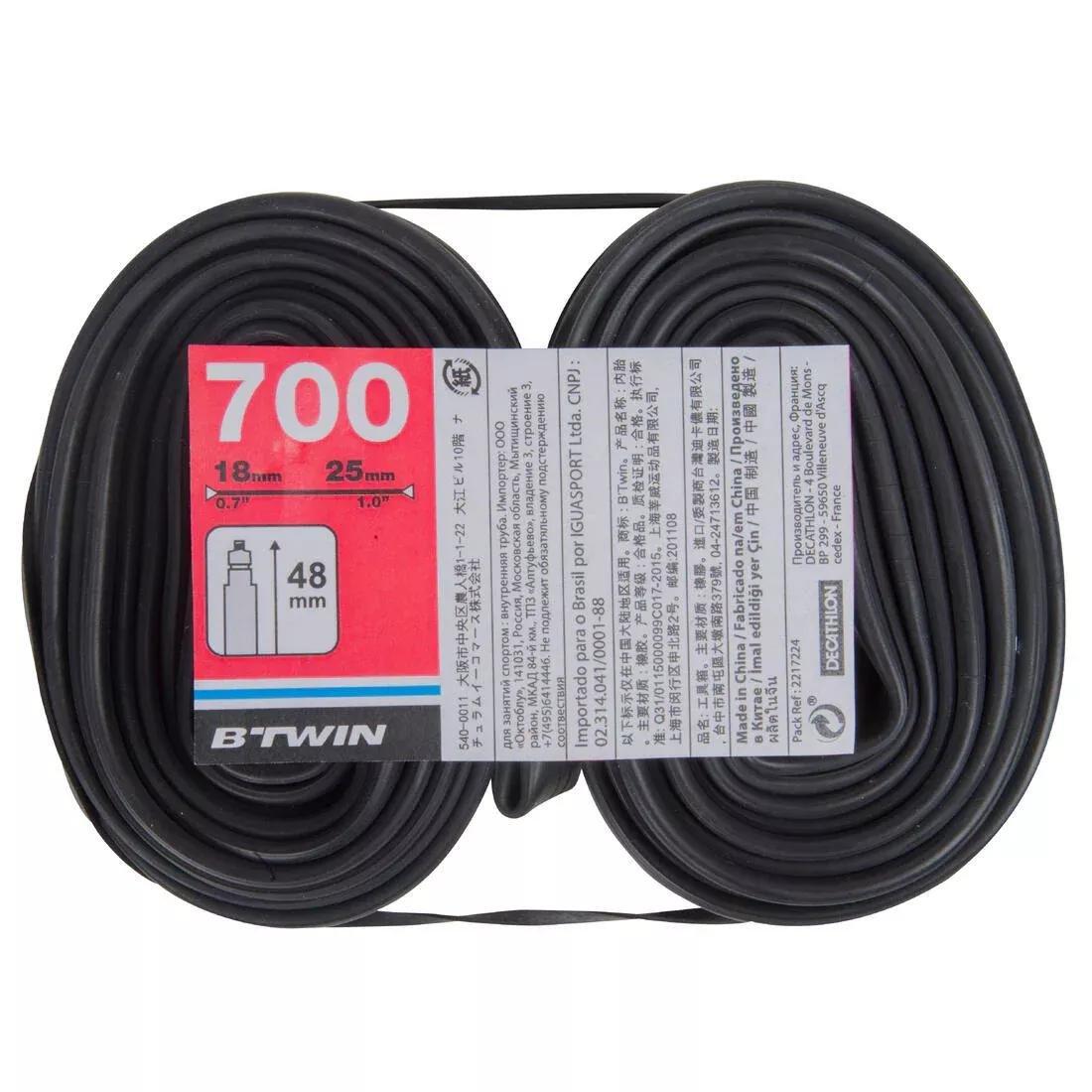 700x18-25 48mm Presta Valve Inner Tubes Twin-Pack, No Color, large image number 0