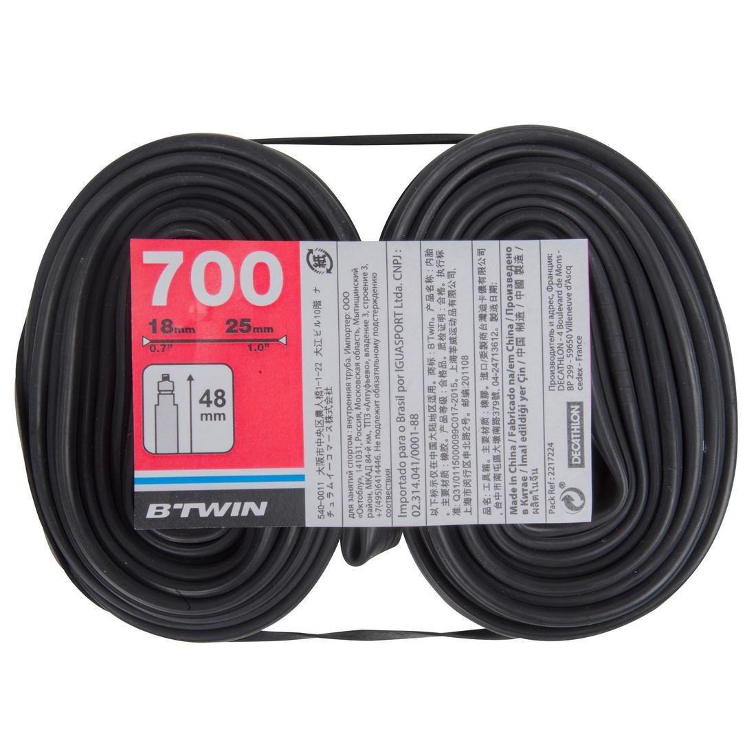 700x18-25 48mm Presta Valve Inner Tubes Twin-Pack, No Color, large image number 3