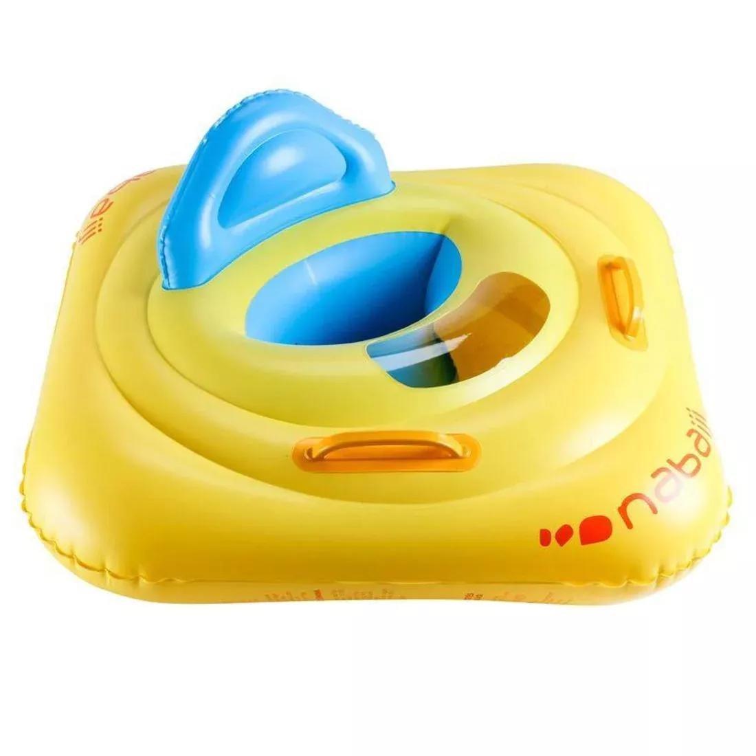 Inflatable Baby Seat Buoy For Swimming Pool With Porthole With Handles, Yellow, No Color, large image number 0
