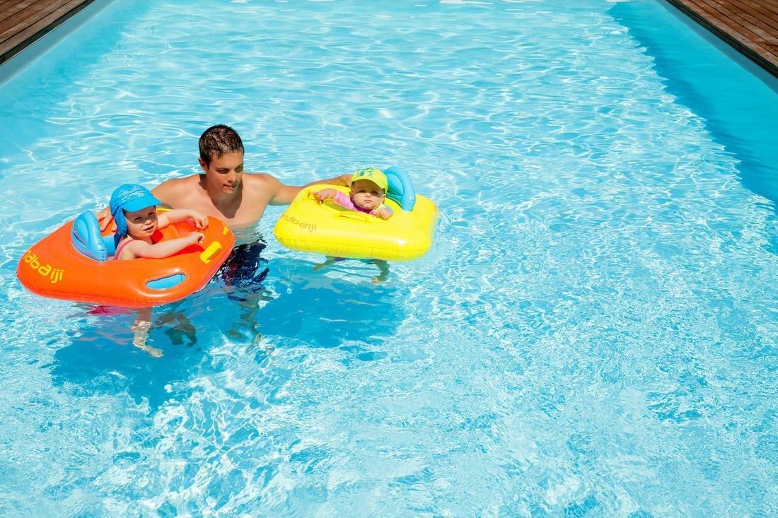 Inflatable Baby Seat Buoy For Swimming Pool With Porthole With Handles, Yellow, No Color, large image number 6