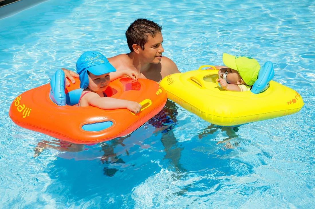 NABAIJI - Inflatable Baby Seat Buoy For Swimming Pool With Porthole With Handles, Yellow