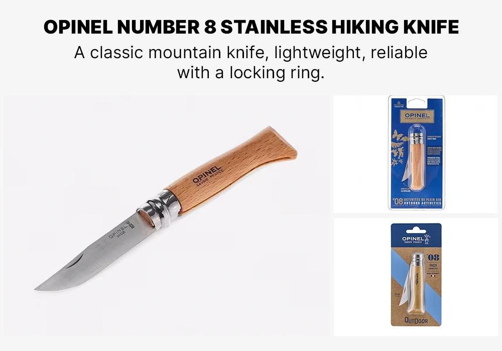 Opinel Number 8 Stainless Hiking Knife, Brown, No Color, large image number 9
