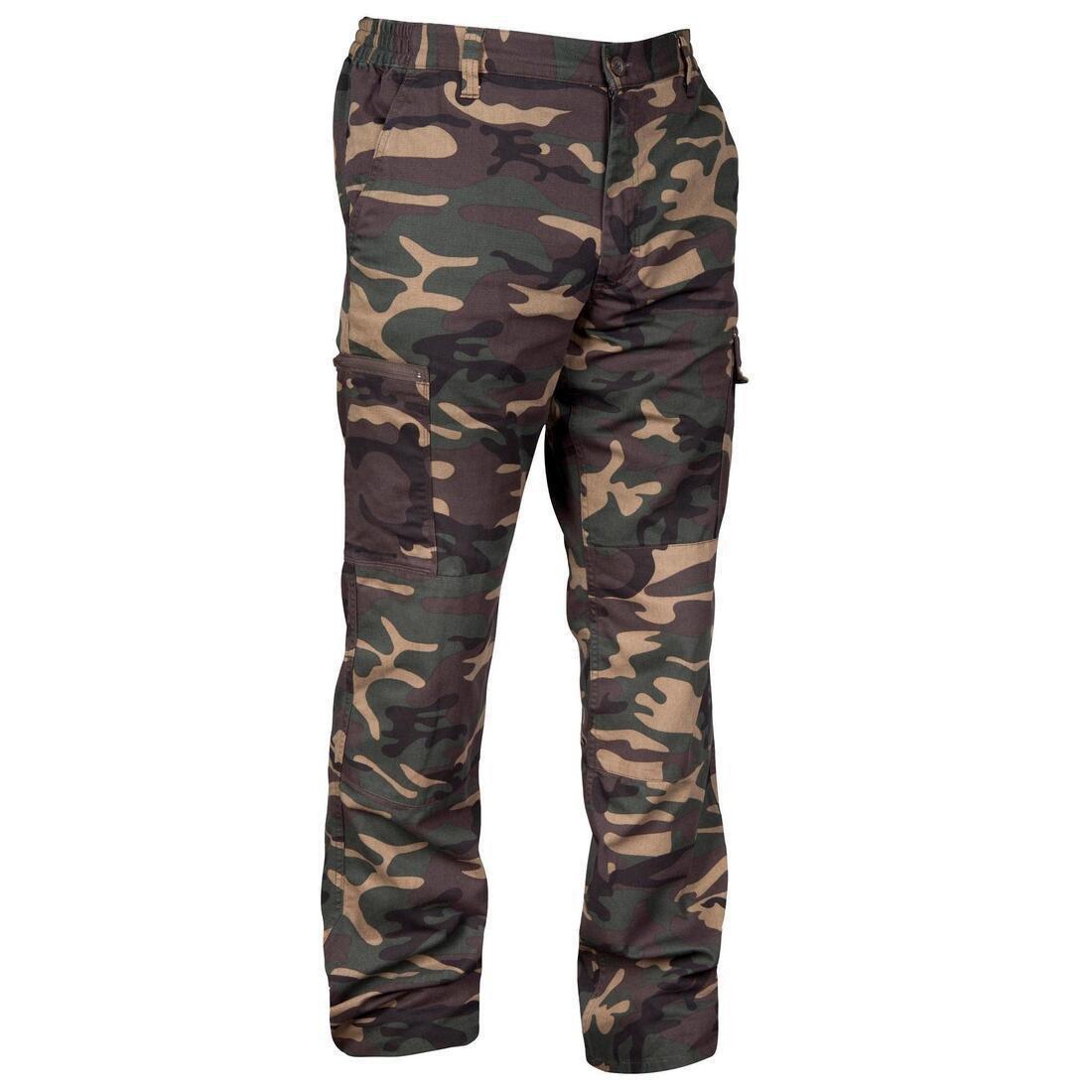 ROBUST CARGO TROUSERS STEPPE 300 CAMOUFLAGE WOODLAND, khaki, , large image number 0