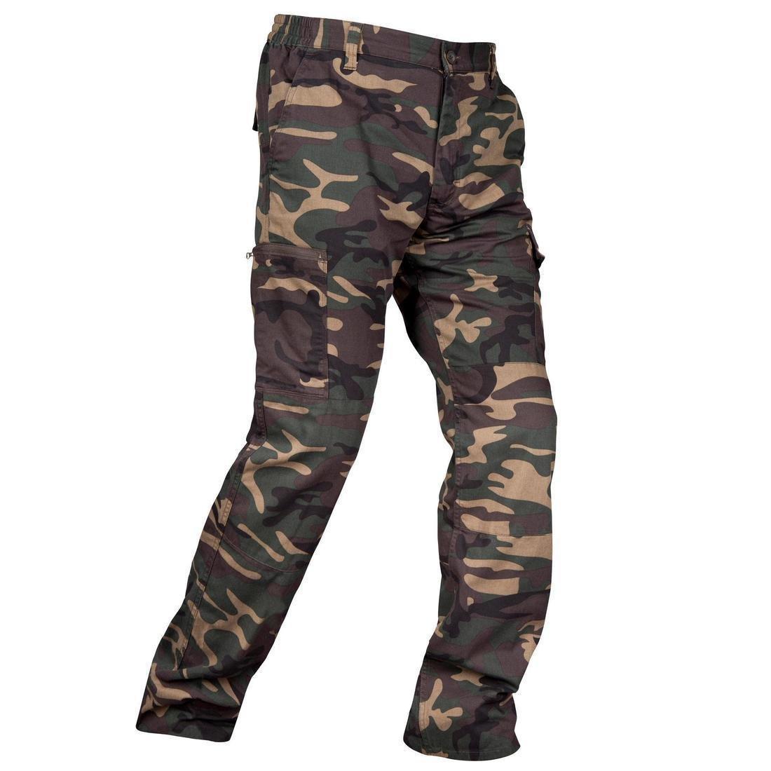 ROBUST CARGO TROUSERS STEPPE 300 CAMOUFLAGE WOODLAND, khaki, , large image number 1