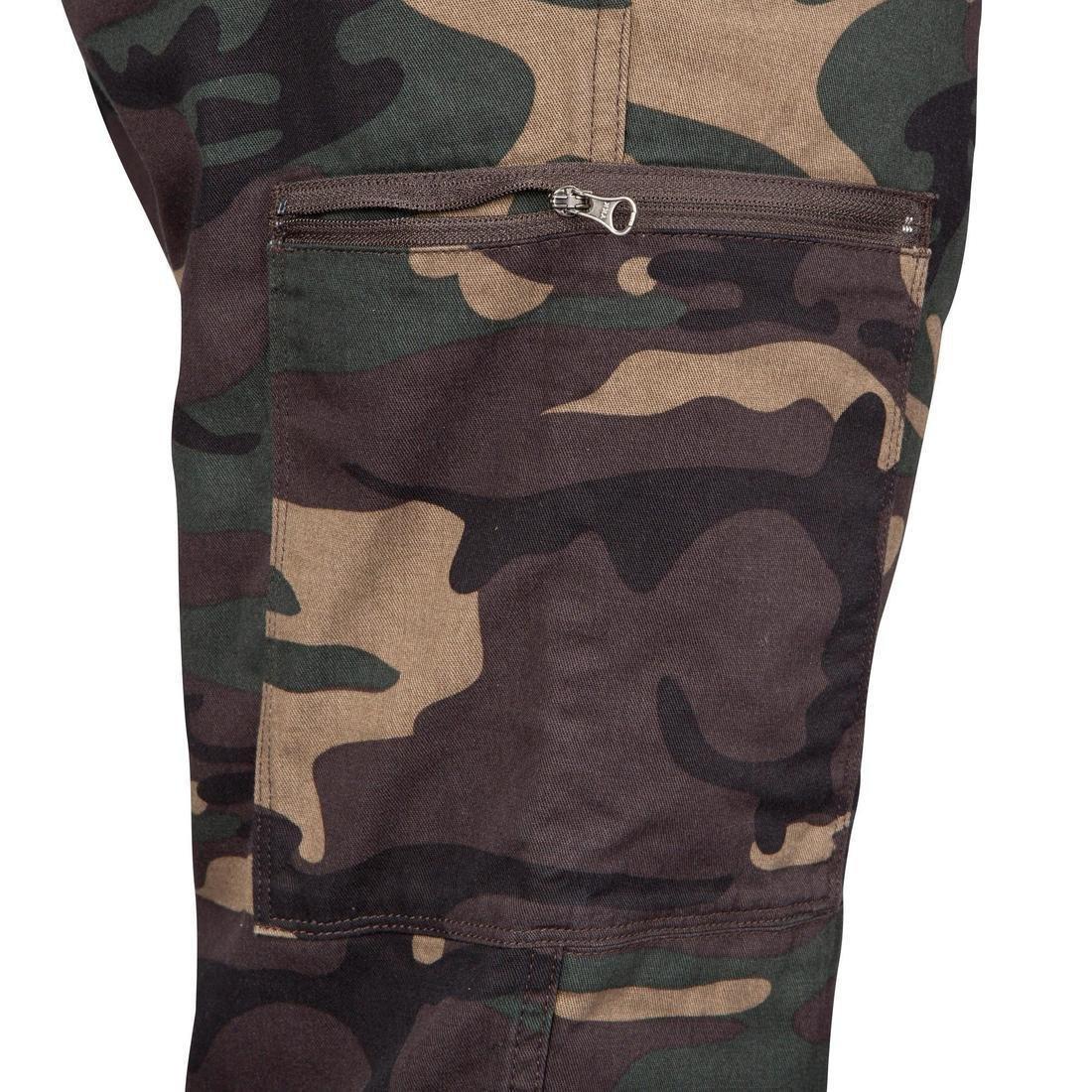 ROBUST CARGO TROUSERS STEPPE 300 CAMOUFLAGE WOODLAND, khaki, , large image number 3