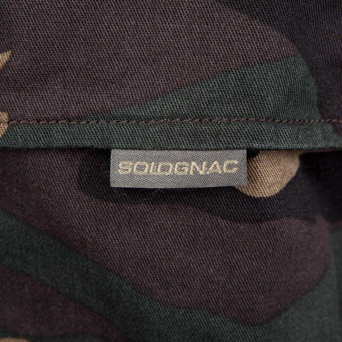 KHAKI ROBUST CARGO TROUSERS STEPPE 300 CAMOUFLAGE WOODLAND, , large image number 4
