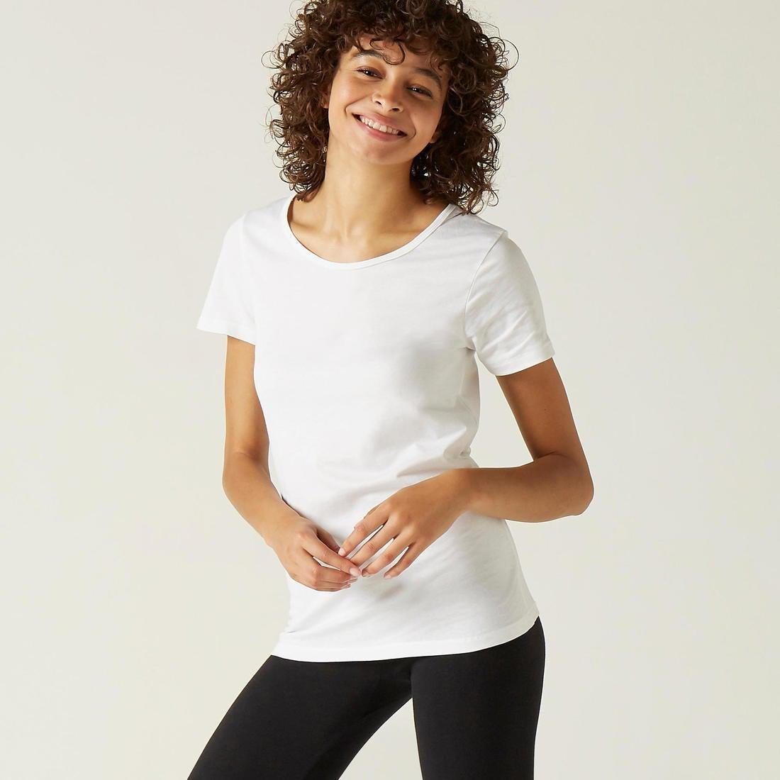 DOMYOS - 100% Cotton Fitness T-Shirt-White