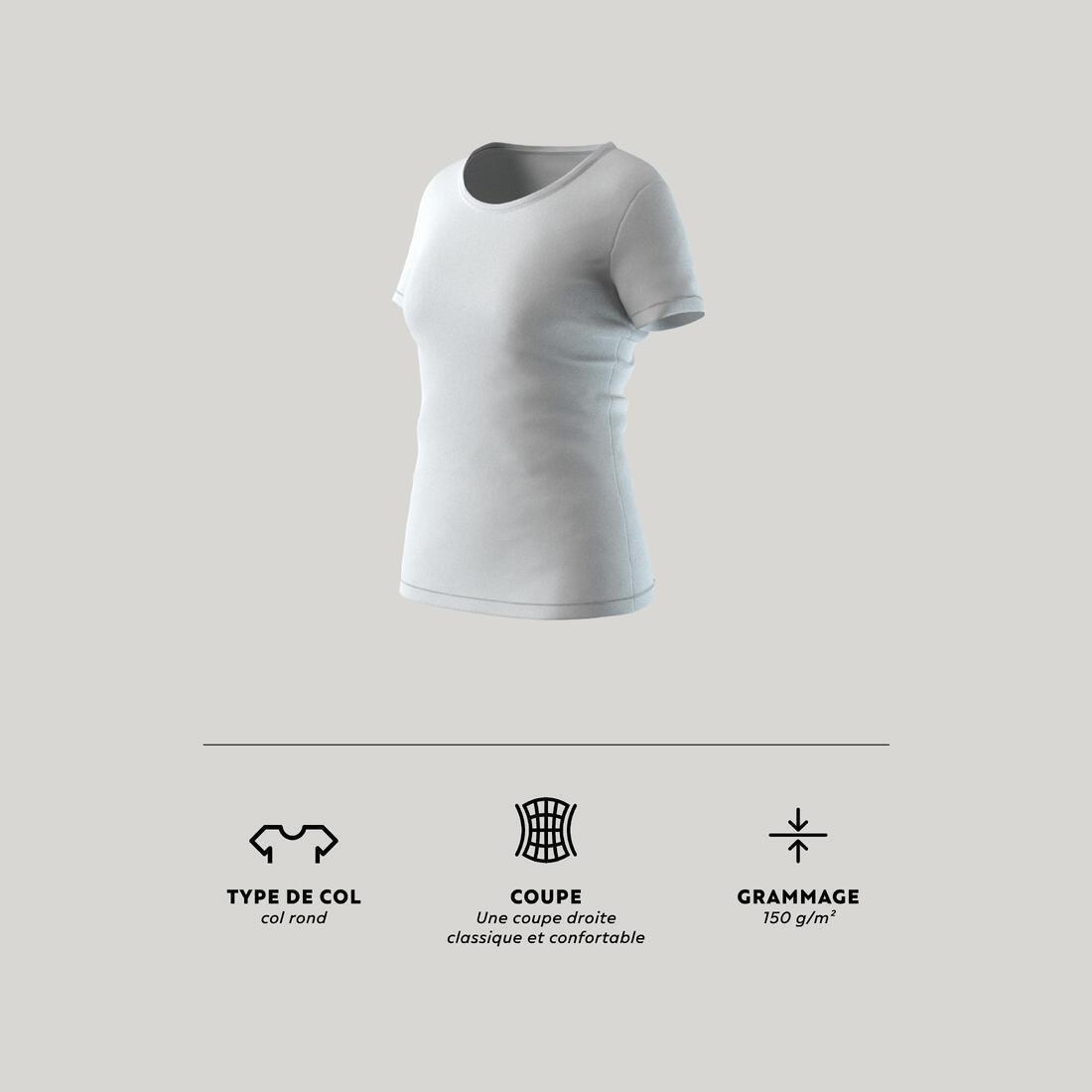 DOMYOS - 100 %CottonFitness T-Shirt, Snow White