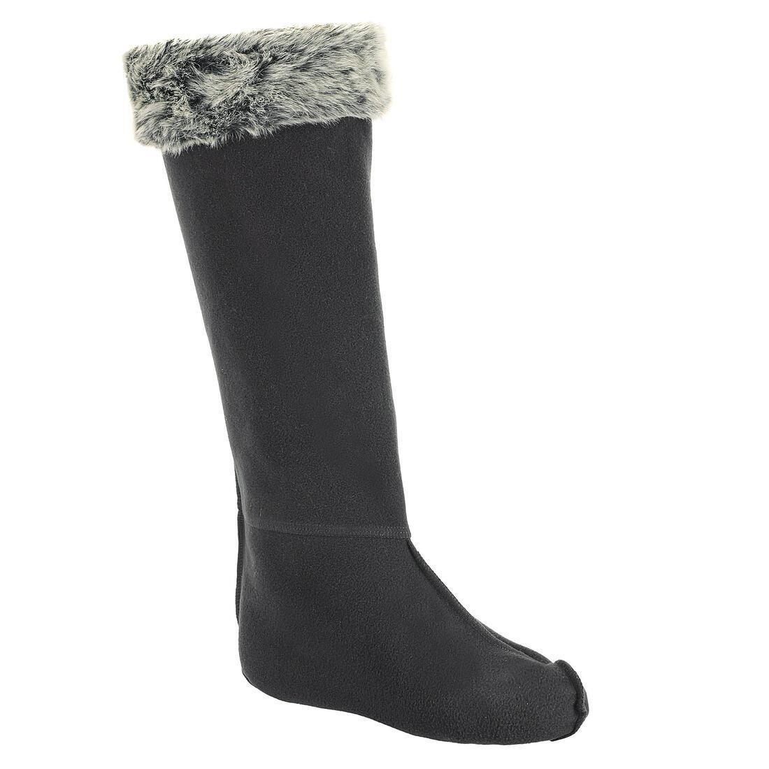 Unisex Faux Fur/Fleece Horse Riding Boot Socks, Grey, No Color, large image number 0