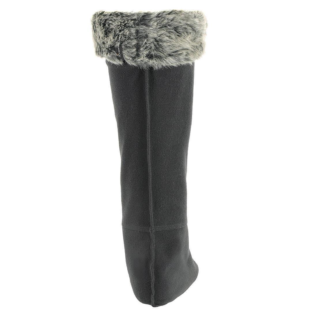 Unisex Faux Fur/Fleece Horse Riding Boot Socks, Grey, No Color, large image number 1
