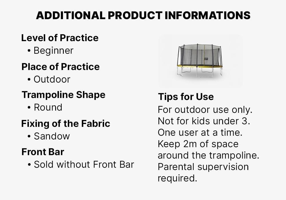 Round Trampoline With Safety Net - 420, Grey, No Color, large image number 12