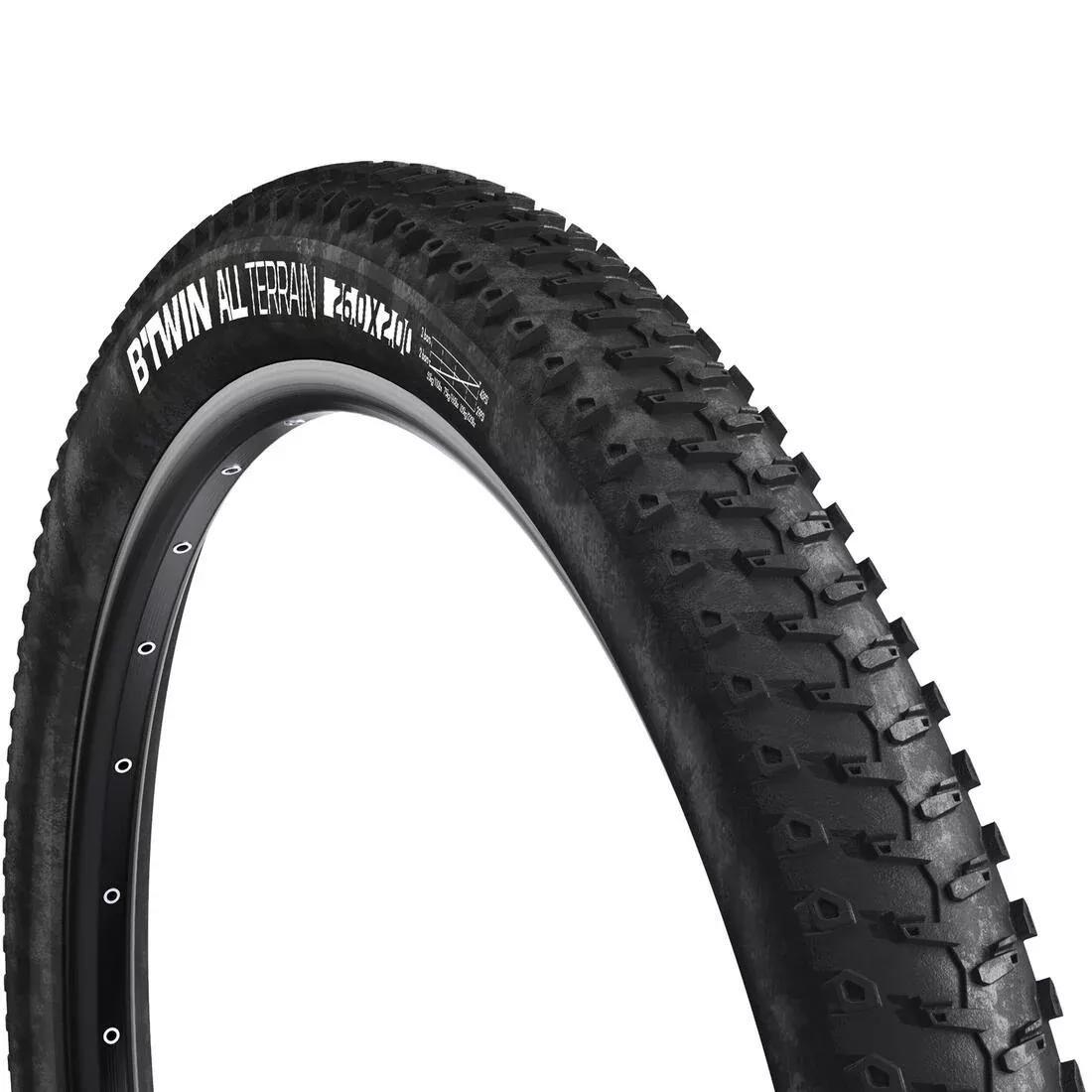 BTWIN - 50-559  Wire Bead All Terrain Mtb Tyre 5 Speed, Black