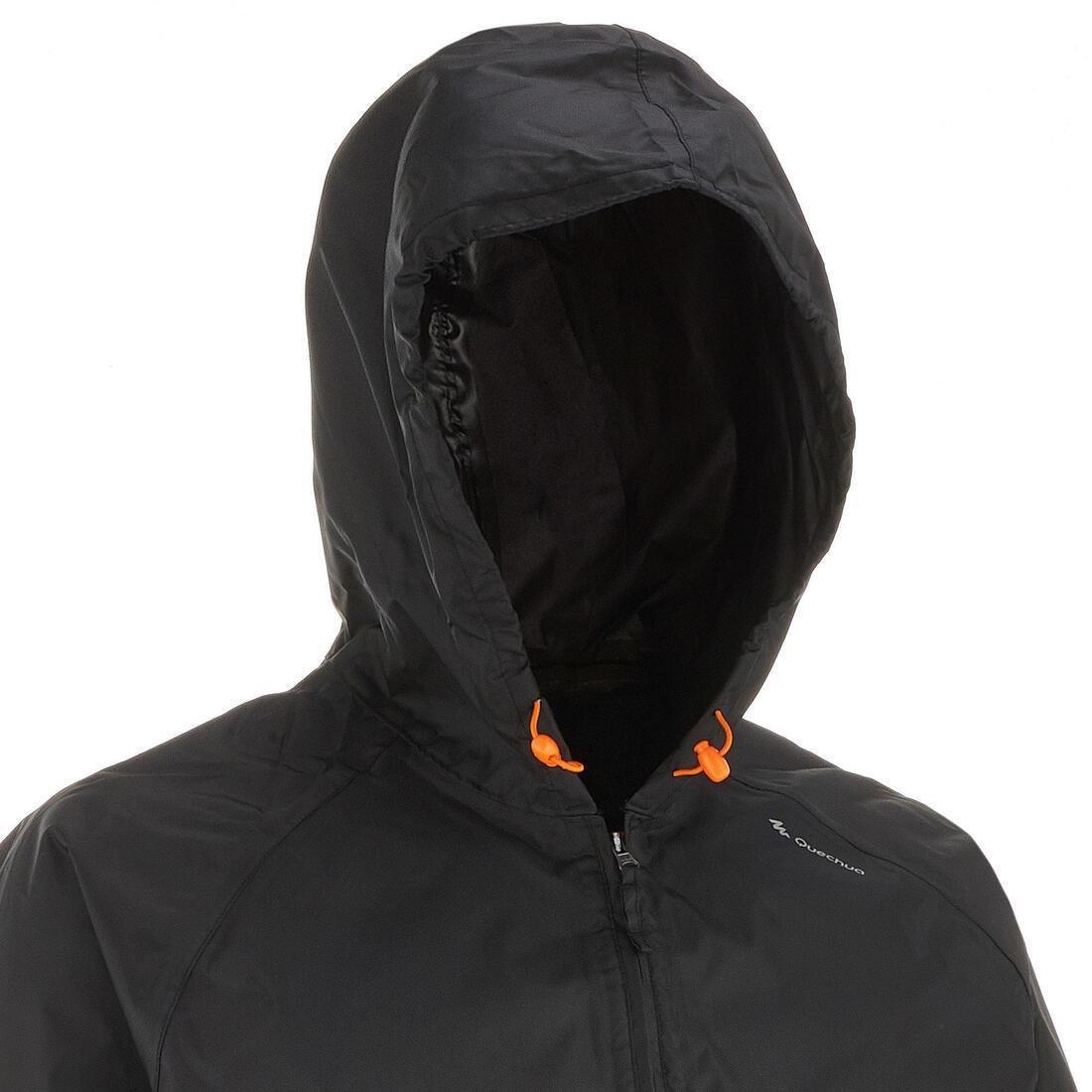 QUECHUA - Men's Country Walking Raincoat - NH100 Raincut Demi Zip, Black