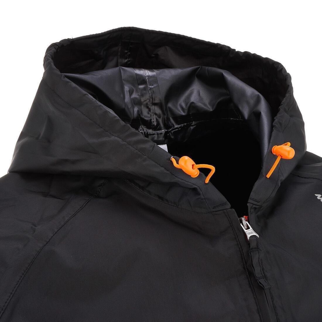 QUECHUA - Men's Country Walking Raincoat - NH100 Raincut Demi Zip, Black