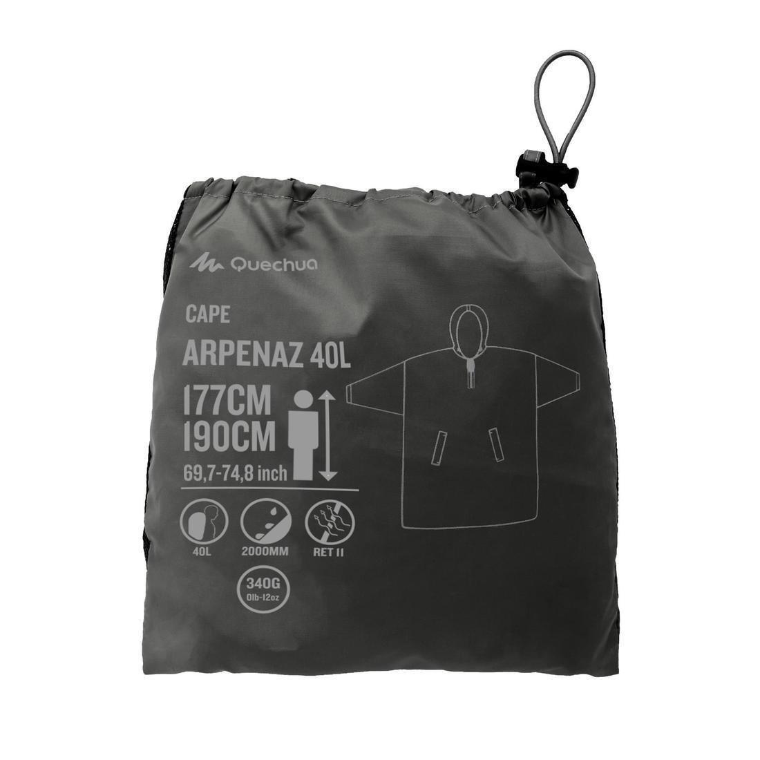 Hiking Rain Poncho, ARPENAZ, Black, No Color, large image number 6