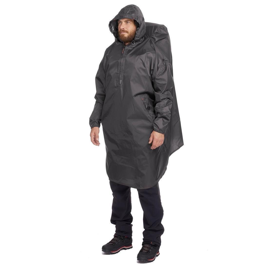Hiking Rain Poncho, ARPENAZ, Black, No Color, large image number 2
