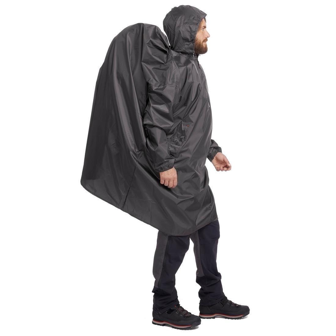 Hiking Rain Poncho, ARPENAZ, Black, No Color, large image number 3