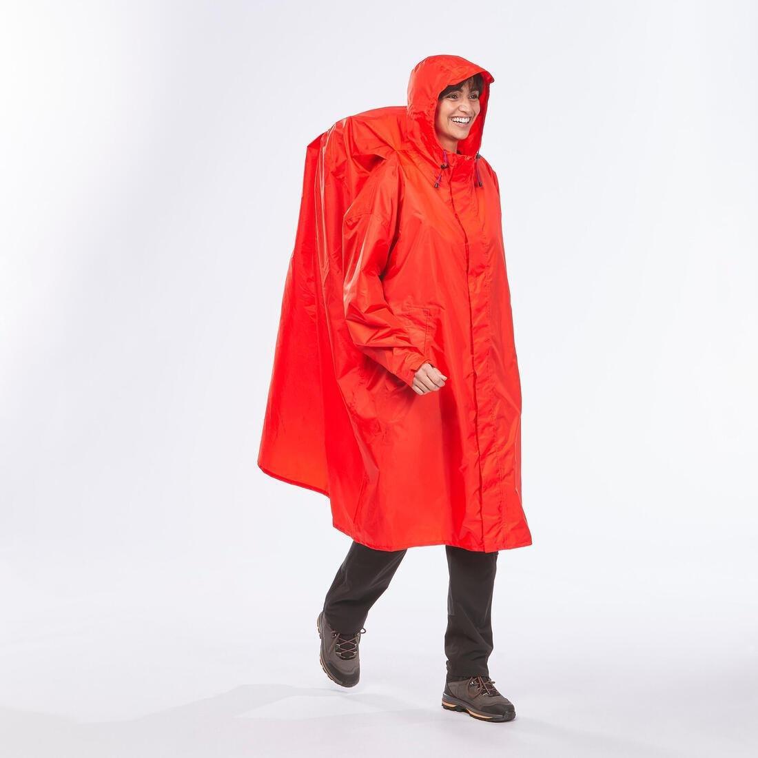 Hiking Rain Poncho - Mt900 - 75L, Red, No Color, large image number 0