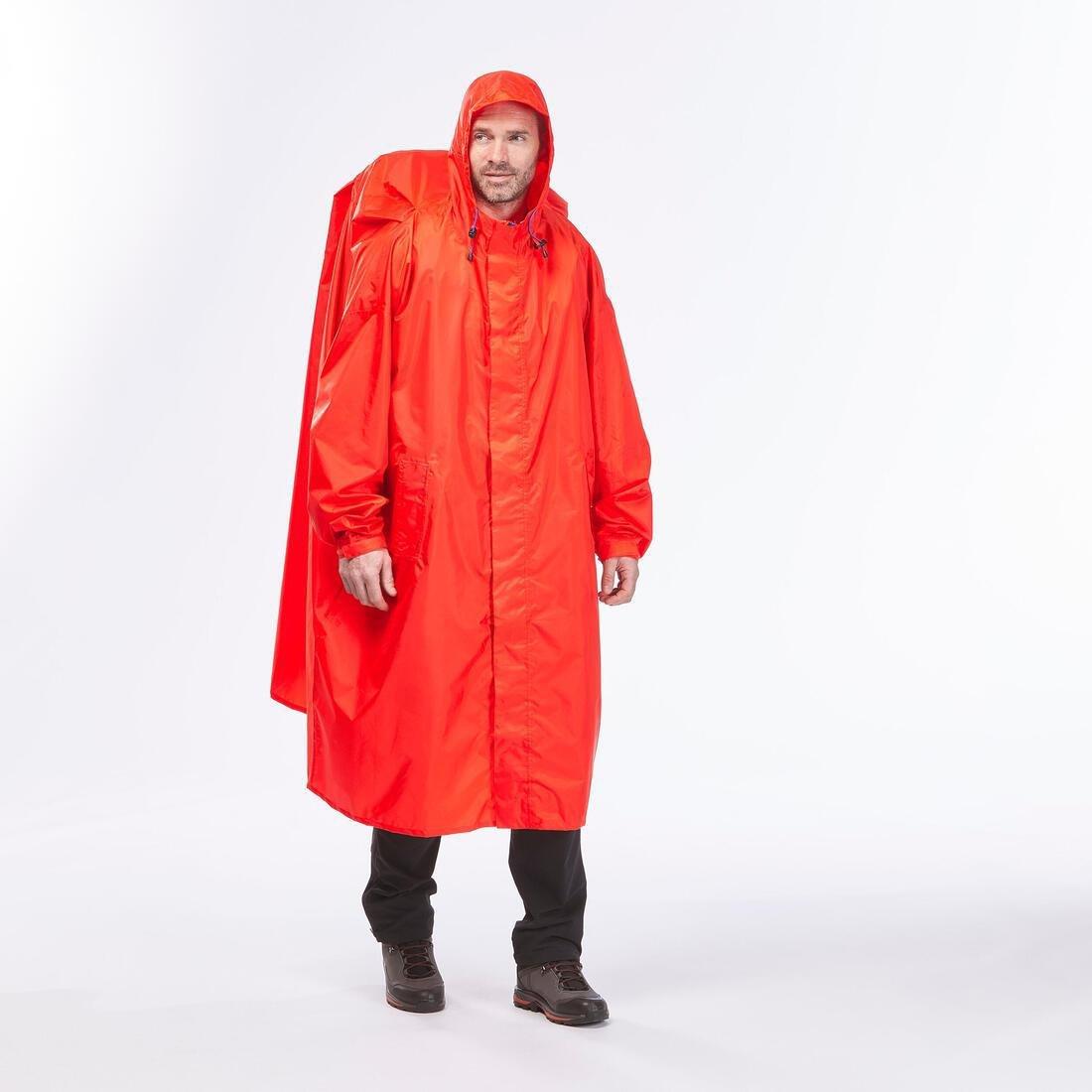 Hiking rain poncho - MT900 - 75L - Red - L/XL QUECHUA