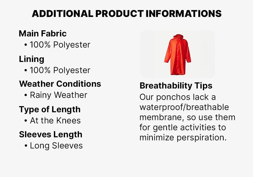Hiking Rain Poncho - Mt900 - 75L, Red, No Color, large image number 16