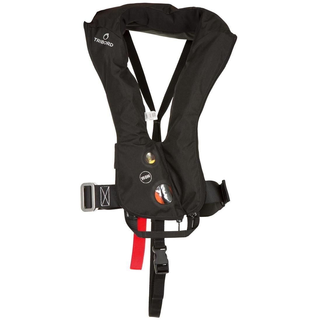 Adult Sailing Inflatable Life Jacket With Harness - Lj150N Air, Black, No Color, large image number 0