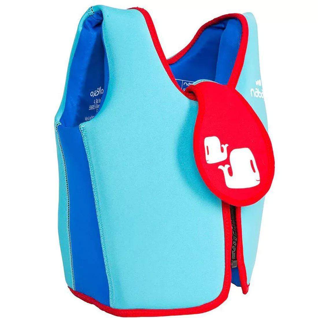 NABAIJI - Foam swim vest blue-red, Turquoise blue