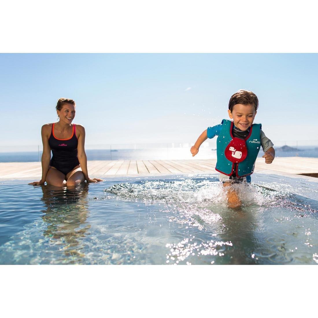 TURQUOISE BLUE Foam swim vest blue-red, No Color, large image number 1