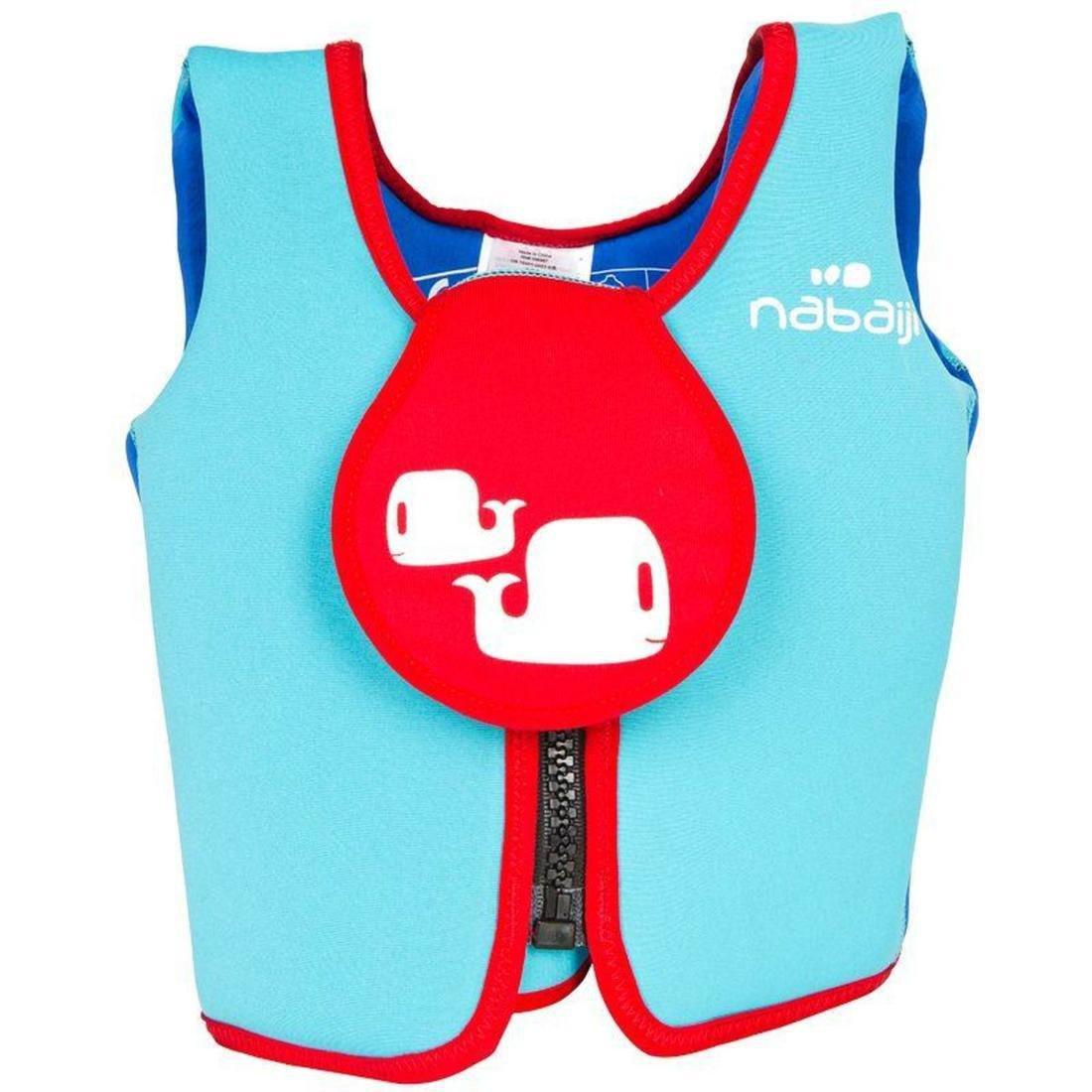 TURQUOISE BLUE Foam swim vest blue-red, No Color, large image number 2
