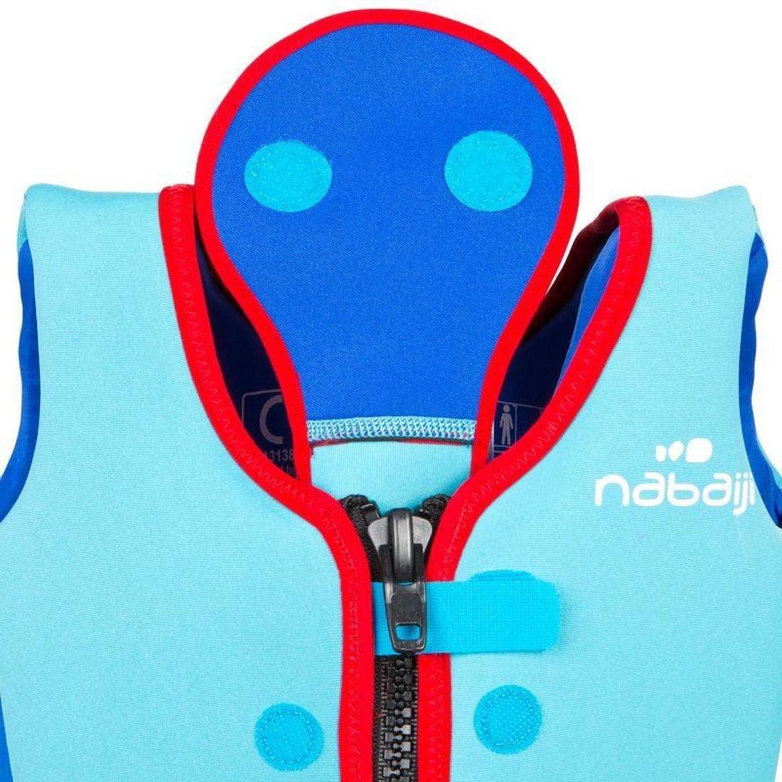 TURQUOISE BLUE Foam swim vest blue-red, No Color, large image number 6