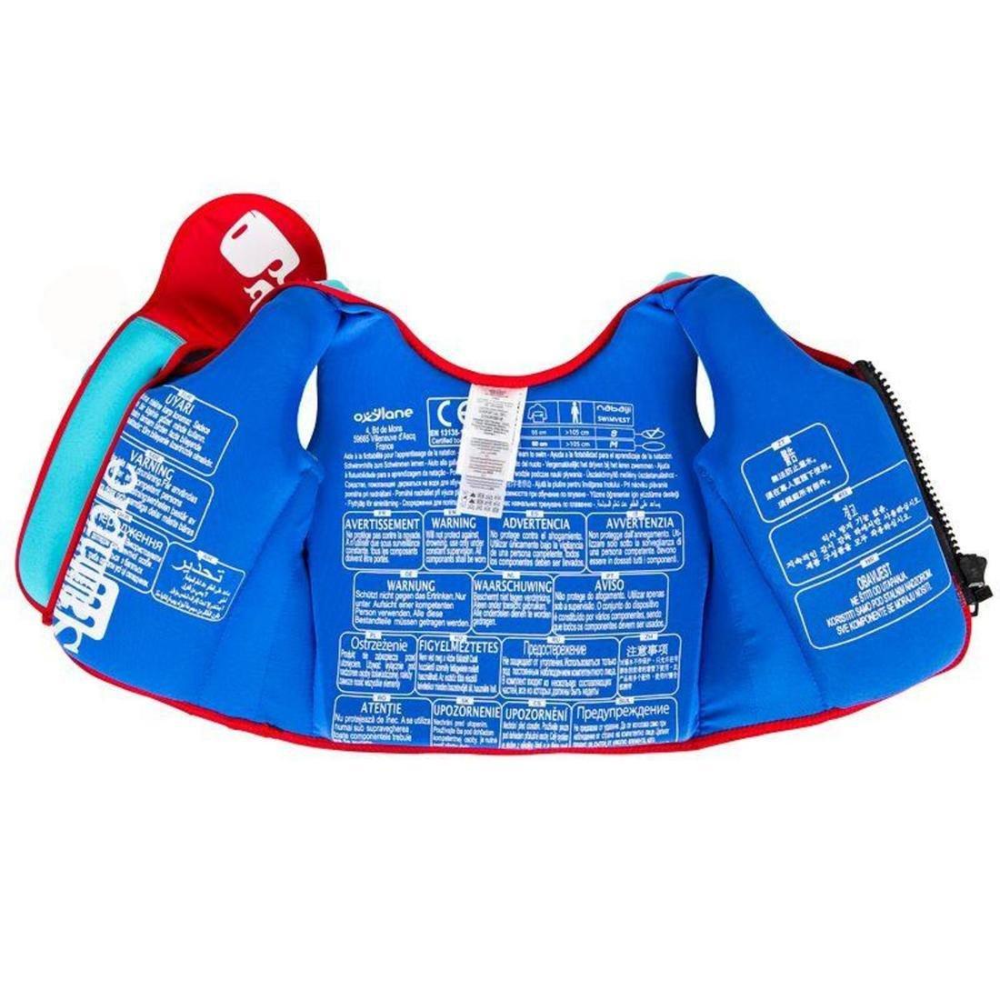 TURQUOISE BLUE Foam swim vest blue-red, , large image number 8