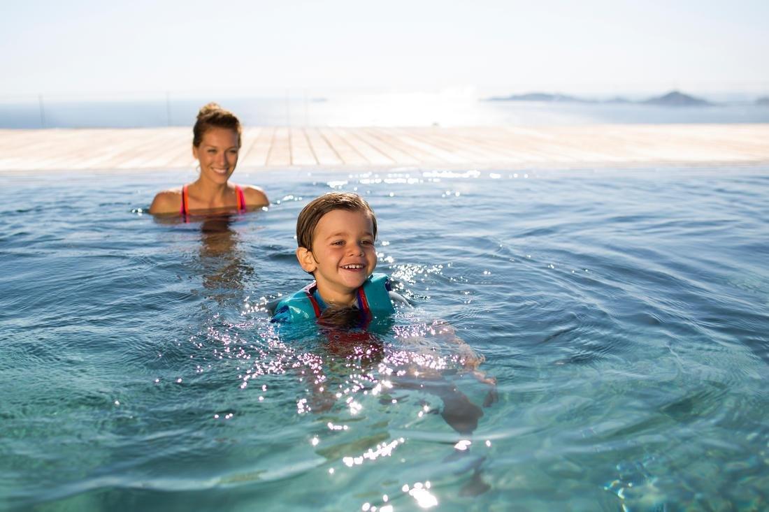 TURQUOISE BLUE Foam swim vest blue-red, No Color, large image number 9