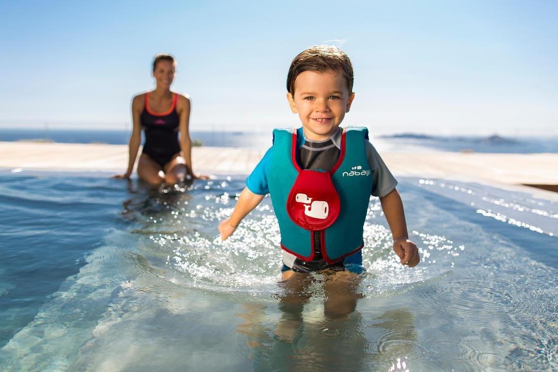 TURQUOISE BLUE Foam swim vest blue-red, , large image number 12