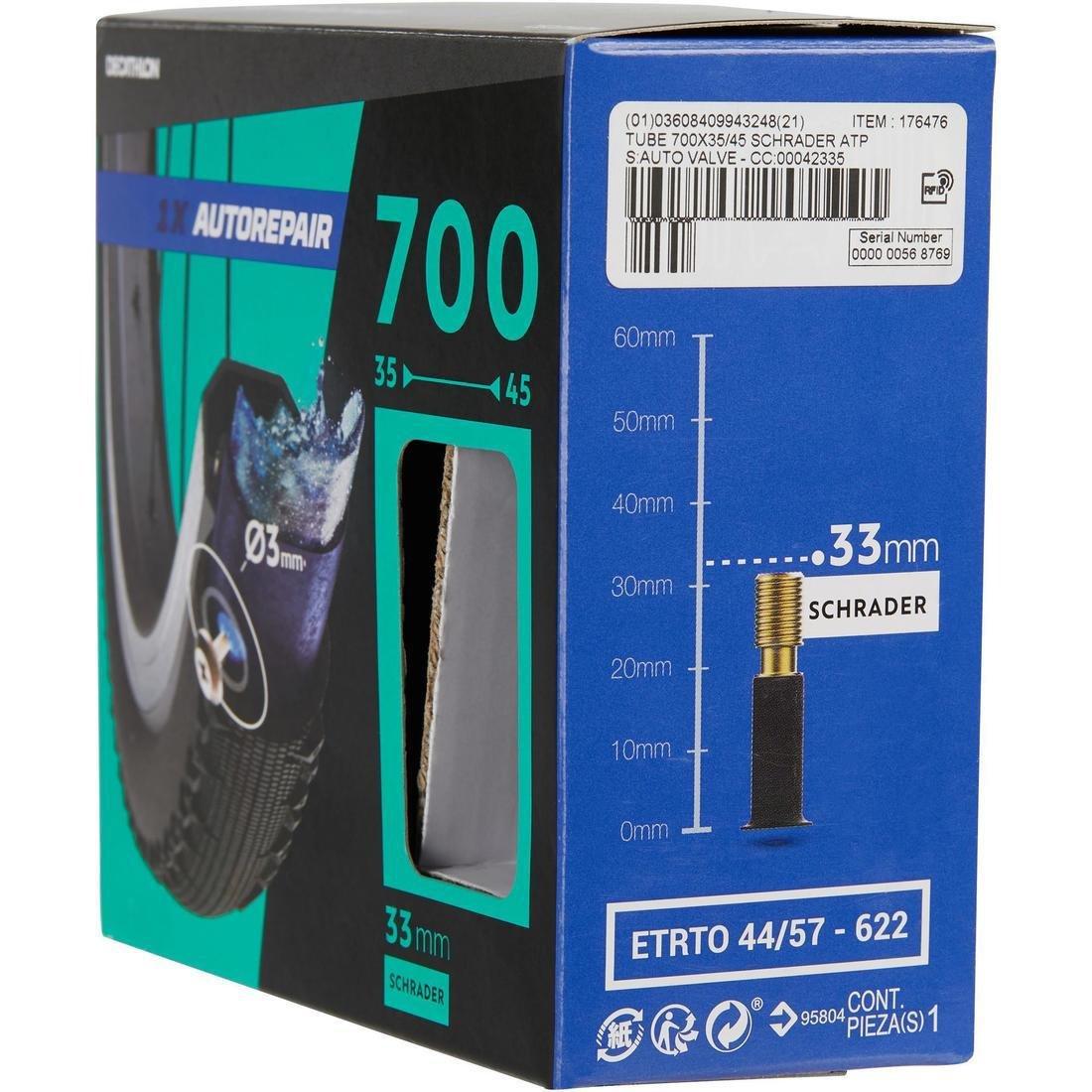 700x35  Auto Valve   Self-Sealing Bike Inner Tube, Schrader, No Color, large image number 1