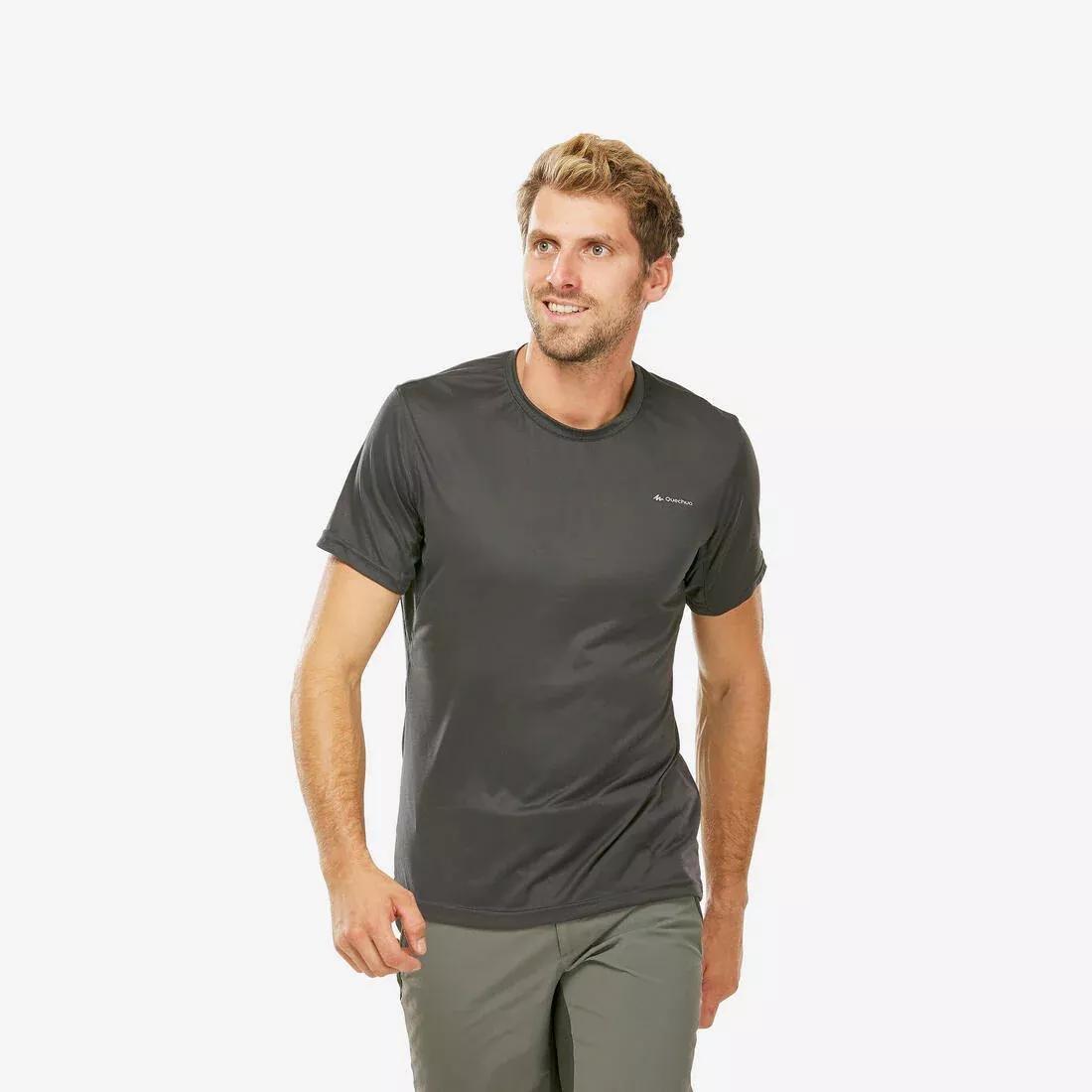 Men's Short-Sleeved Walking T-Shirt, Grey, No Color, medium