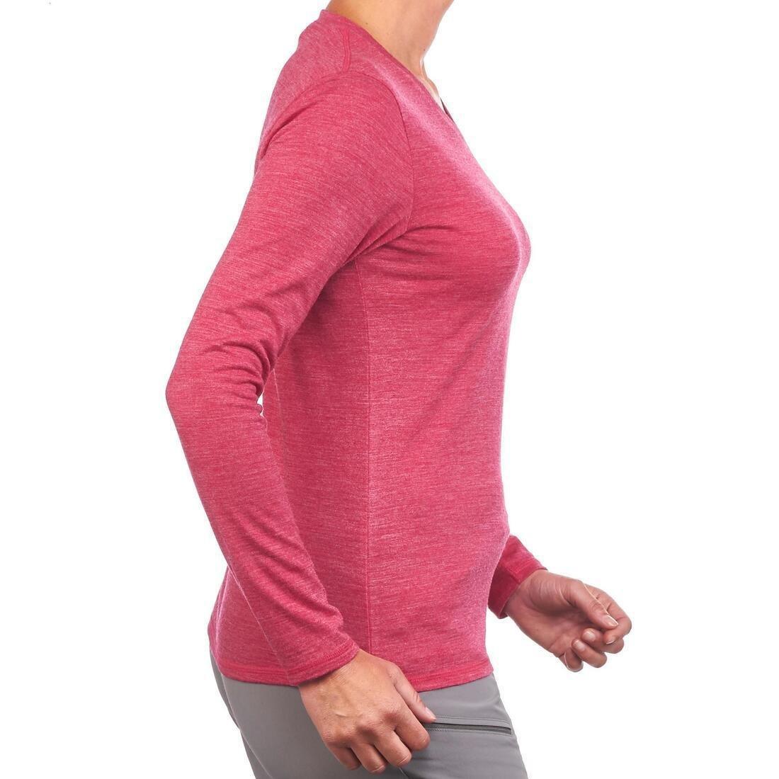 Women's Travel Trekking Merino Wool T-Shirt Travel 100, Black, No Color, large image number 8